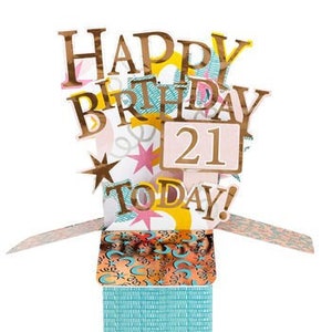 Happy 21st Birthday Today 3D Pop Up Ballons für Tochter Sohn Freund Schwester Bruder Nichte Neffe Enkelin