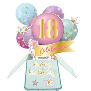Joyeux 18e anniversaire carte 3D ballons pop-up carte pour femme fille amie soeur nièce petite-fille