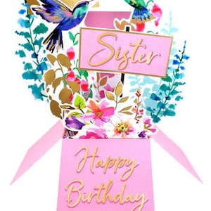 Carte souvenir joyeux anniversaire À une soeur spéciale Carte souvenir 3D - Colibris Parfaite pour elle, une femme, une soeur
