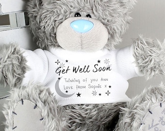 Osito personalizado "Que te mejores pronto" con luna y estrellas de nariz azul. Regalo para ella, niña, mujer, familia, amiga, mamá, abuela, tía, hermana.