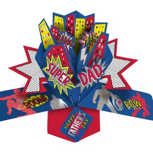 Feliz Dia dos Pais Super Herói Pop Up 3D Cartão - Super Pai Cartão