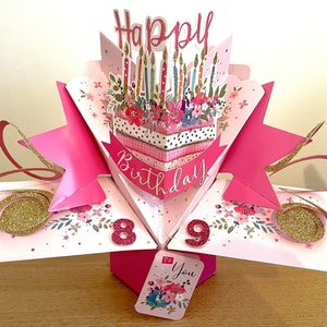 Happy 89th Birthday 89 Today Pop-Up 3D Grußkarte für Ihre Mutter Oma Freundin Tante