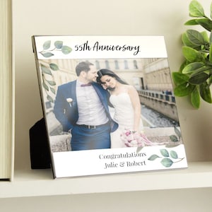 Cornice per foto botanica personalizzata per il 55° anniversario di matrimonio 6x4 - Regalo per anniversario di matrimonio color smeraldo