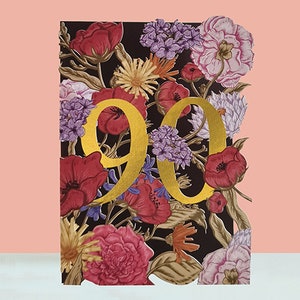 Biglietto di auguri per il 90° compleanno, biglietto floreale 3D, ideale per le sue donne, sorelle, amiche, mamme, nonne, zie.