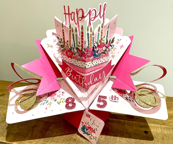 FloraVigo Biglietto di auguri pop-up per compleanno, biglietto di auguri pop-up 3D pop-up (biglietto di compleanno per il 50° compleanno