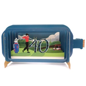 Mensaje en una botella de champán 40.o Pop Up 3D tarjeta de felicitación de cumpleaños - 40.a tarjeta de cumpleaños golf para mujer hombre amigo papá hermano hijo abuelo
