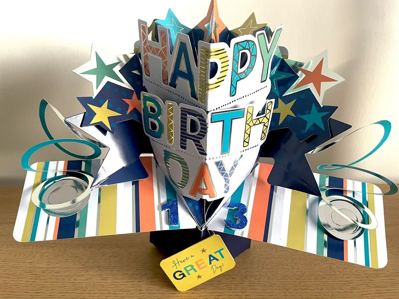 Pop-Up-Geburtstagskarte "Happy 13 Today" – 3D-Karte Mit Aufstell-Effekt, 12x17 Cm (geschlossen)