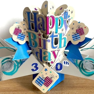 Buon 30° compleanno 3D Pop-Up Birthday Card per lui Maschio Uomo Figlio Fratello Amico