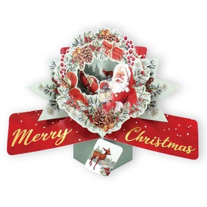 Tarjeta navideña 3D emergente: tarjeta festiva con corona de Papá Noel para mamá, papá, abuela, abuelo, hijo, hija, hermana, hermano, amigo