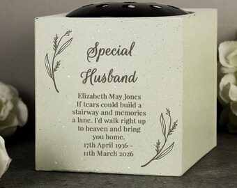 Personalised Husband Grave Memorial - Flower Pot Vase, Floral Grave Planter, Ornament, Indoor or Outdoor Pot, for Partner