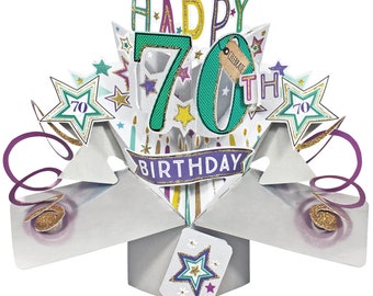 70th Birthday Card 3D Pop Up Card - Male Dad Husband Brother Papa Grandad Friend