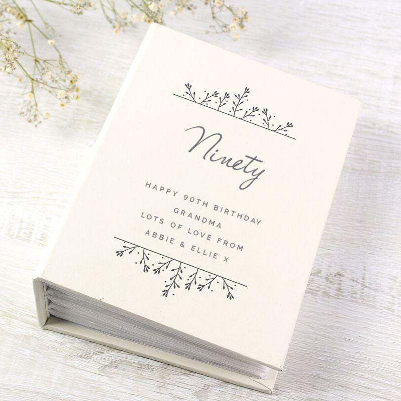 Personalised Happy 90th Birthday Photo Album - 90 birthday gift for him or her, friend, family, mum, dad, granny, grandad, brother, sister