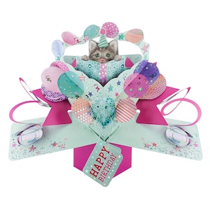 Cat Pop Up 3D Birthday Card - Kitten Happy Birthday Card - Perfect for Daughter, Sister, Granddaughter, Niece, Friend