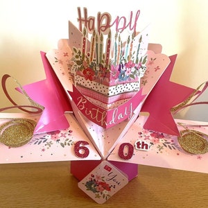 Pop Up Karte zum 60. Geburtstag Second Nature 3D Pop Up Karte Blumen - Mama Oma Tochter Schwester Freund