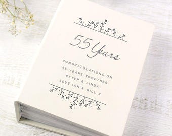 Personalised 55th Wedding Anniversary Photo Album - emerald wedding gift for couple, friend, mum, dad, grandparents, aunt, brother, sister