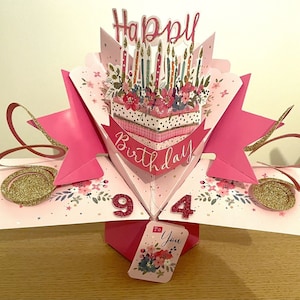 Alles Gute zum Geburtstag 94th Pop-Up 3D Grußkarte für Ihre Mutter Oma Freundin Tante