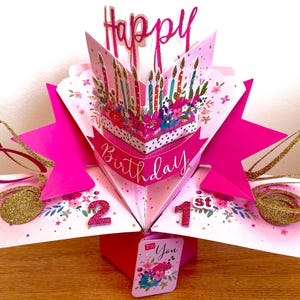 Joyeux 21e anniversaire, 21 aujourd'hui, carte de voeux pop-up 3D idéale pour elle, amie fille petite-fille soeur nièce cousine