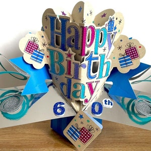 Buon 60° compleanno 3D Pop-Up Birthday Card per lui Uomo Uomo Papà Nonno Amico