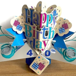 Happy 40th Birthday 3D-Pop-Up-Geburtstagskarte für Ihn, männlichen Mann, Vater, Freund, Bruder