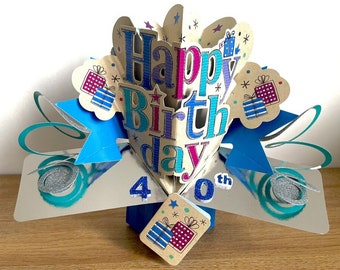 Joyeux 40e anniversaire Carte d'anniversaire pop-up 3D pour lui Homme Homme Papa Ami Frère