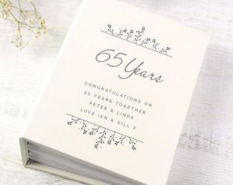 Personalised 65th Wedding Anniversary Photo Album - blue sapphire wedding gift for couple, friend, mum, dad, grandparents, brother, sister