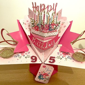 Happy 95th Birthday 95 Today Pop-Up 3D Grußkarte für Ihre Mutter Oma Freundin Tante