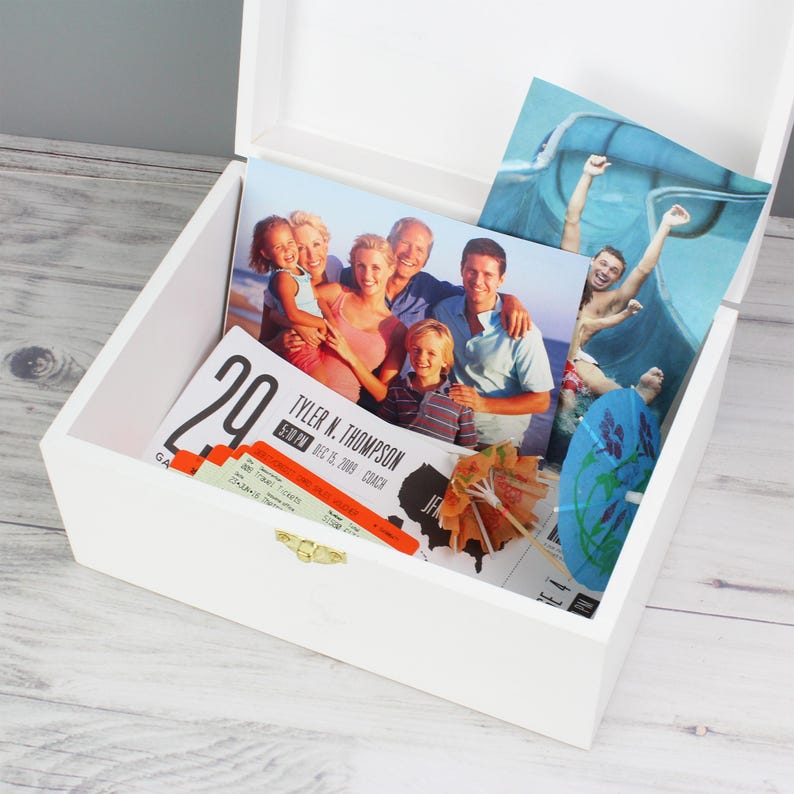 Personalised 18th Birthday Memory Box - White Wooden Flower Design - 18 ...