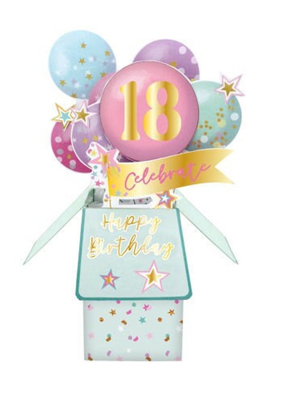Biglietto Di Auguri 3D Pop-up Per 18° Compleanno Ragazza - Con Busta E Adesivi - Card 3D A Forma Di Simboli - Regalo Emozionante - 4
