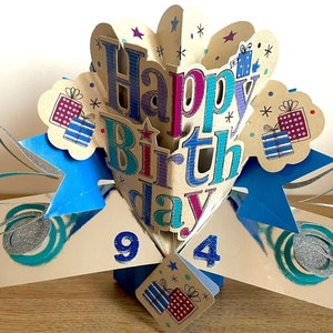Happy 94th Birthday 3D Pop-Up 94 Today Geburtstagskarte für Ihn Männlichen Mann Vater Großvater Freund