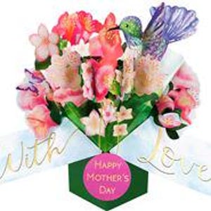 Carte pop-up 3D Joyeuse fête des mères - Carte fleurs Colibri avec amour pour maman