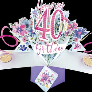 Carte pop-up 3D pour 40e anniversaire - Carte-cadeau fille fille maman soeur nièce tante ami