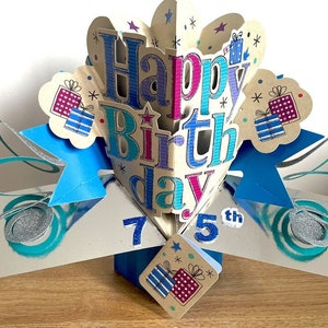 Buon 75° compleanno 3D Pop-Up Birthday Card per lui Uomo Uomo Papà Nonno Amico