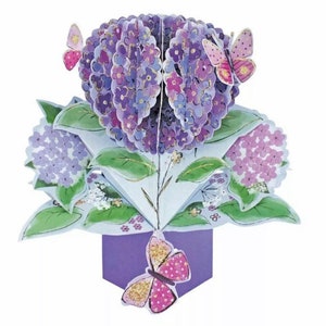 BLUMEN HORTENSIEN 3D Pop Up Karten - Blanko Karte Danke Geburtstagskarte für Mama Oma Tochter Freundin Enkelin Nichte Schwester Tante