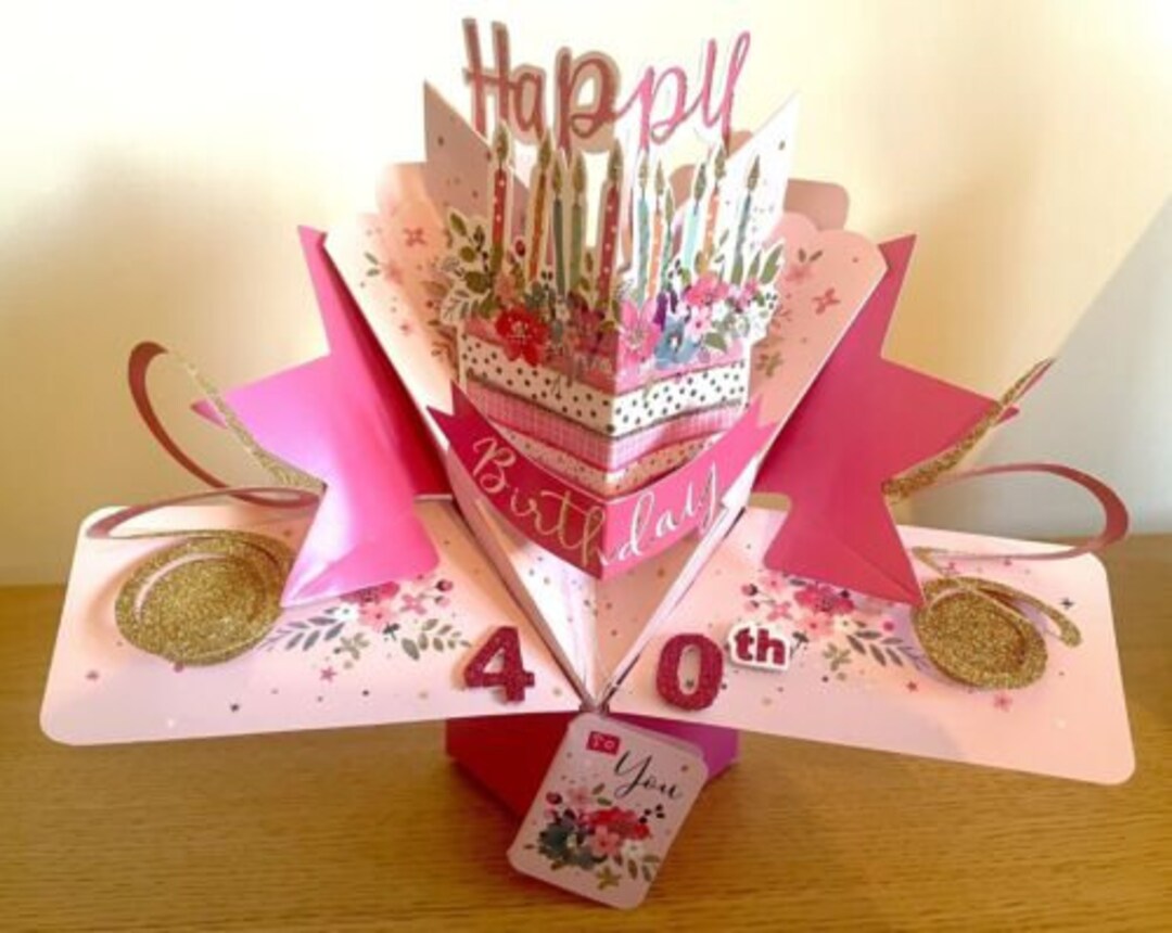 40th Birthday Pop up Card Second Nature 3D Pop up Card Flowers - Mum ...