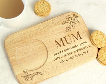 Personalised Mum Wooden Tea and Biscuit Board - Serving Board - birthday, Mother's Day, Christmas gift for her, mum, mom, mam, mummy