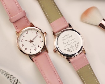Personalised Holy Communion, Christening, Confirmation Pink Watch gift for girls