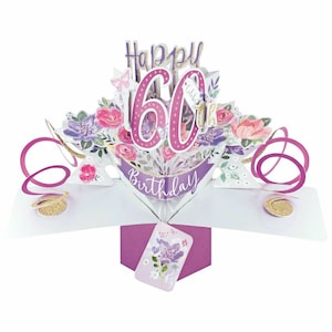 Uitvouwkaart 60e verjaardag Second Nature 3D uitklapkaart Bloemen - moeder oma dochter zus vriend