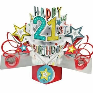 Carte pop-up 3D pour 21 ans - Carte-cadeau Garçon Garçon Petit-fils Neveu Frère