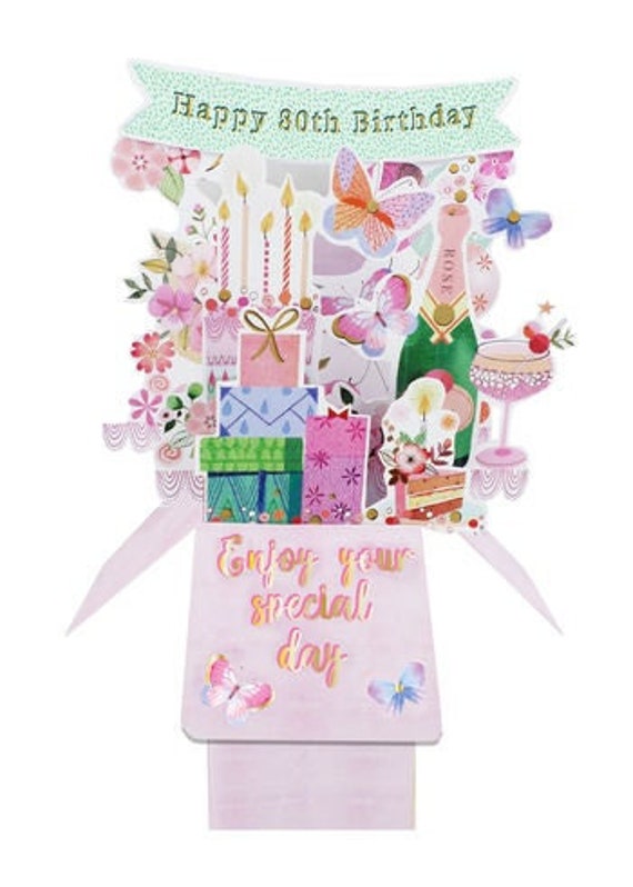 Happy 80th Birthday Bottle Presents Pop up Card 3D Card Keepsake