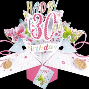 Carte 30e anniversaire Carte pop-up 3D Seconde nature Femme Fille Ami Sœur Nièce Petite-fille