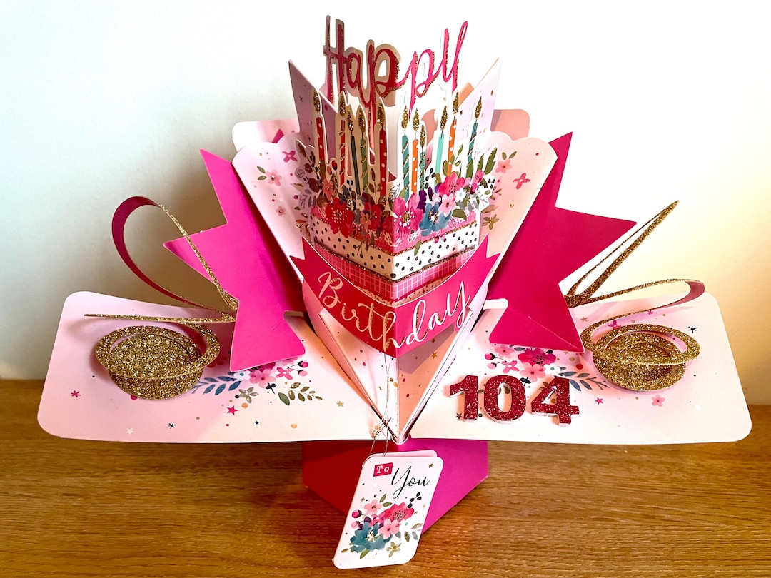 104th Birthday Pop Up 3D Card Keepsake Flowers Female Mum Gran 104th-birthday-pop-up-3d-card-keepsake-flowers-female-mum-gran
