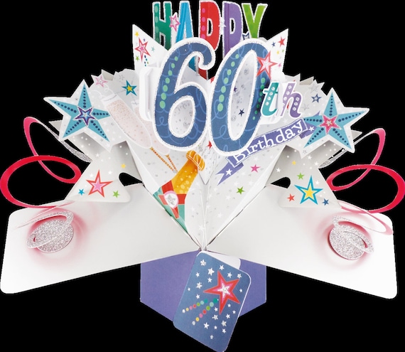YianHien Biglietto Auguri Compleanno per il 60°, Idee Regalo Nero Oro 3D Vintage Biglietto Auguri Pop-Up, Regalo di Compleanno Divertente con Candele per la Famiglia, Compagni di Classe e Amici