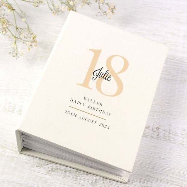 Personalised Age 18 Birthday 6 x 4 Photo Album - 18th Birthday Album with Sleeves