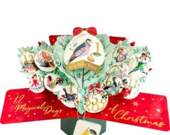 12 Days of Christmas 3D Pop Up Card - Partridge in a Pear Tree Christmas Card