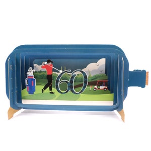 Nachricht in einer Flasche Champagner 60. Pop Up 3D Geburtstags-Gruß-Karte - 60. Geburtstagskarte Golf für Frau Mann Freund Vater Bruder Sohn Opa