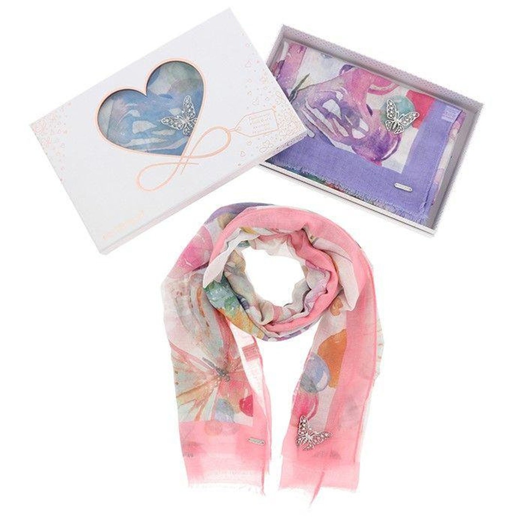 50th Birthday Boxed Scarf With FREE BROOCH Butterfly Pastel Etsy UK