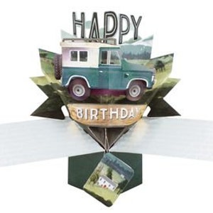 Cartão de aniversário 3D Pop Up Card Land Rover Jeep - Cartão perfeito para pai, pai, avô, amigo, irmão, primo, tio, sobrinho