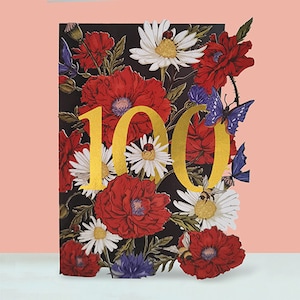 100. Geburtstagskarte 3D Blumenkarte Ideal für ihre Frauen Schwester Freundin Mutter Gran Tante Oma