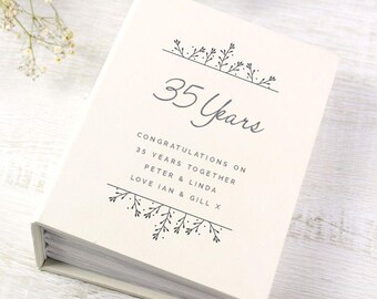 Personalised 35th Wedding Anniversary Photo Album - coral wedding gift for couple, friend, mum, dad, grandparents, aunt, brother, sister