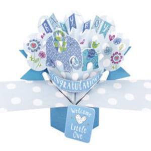 New Baby Boy Card 3D Pop Up Card New Baby Boy Gift Card Elephant